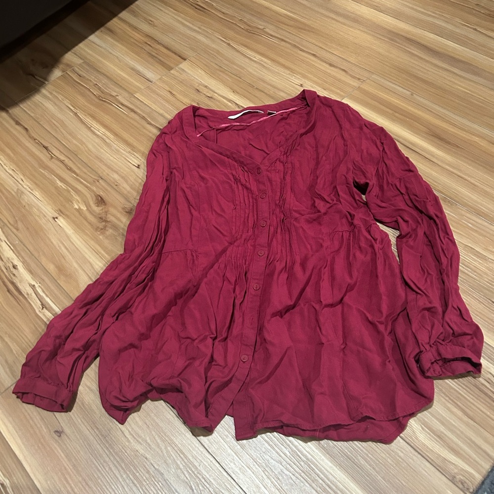 LC Lauren Conrad Red Button Down Blouse Size Large